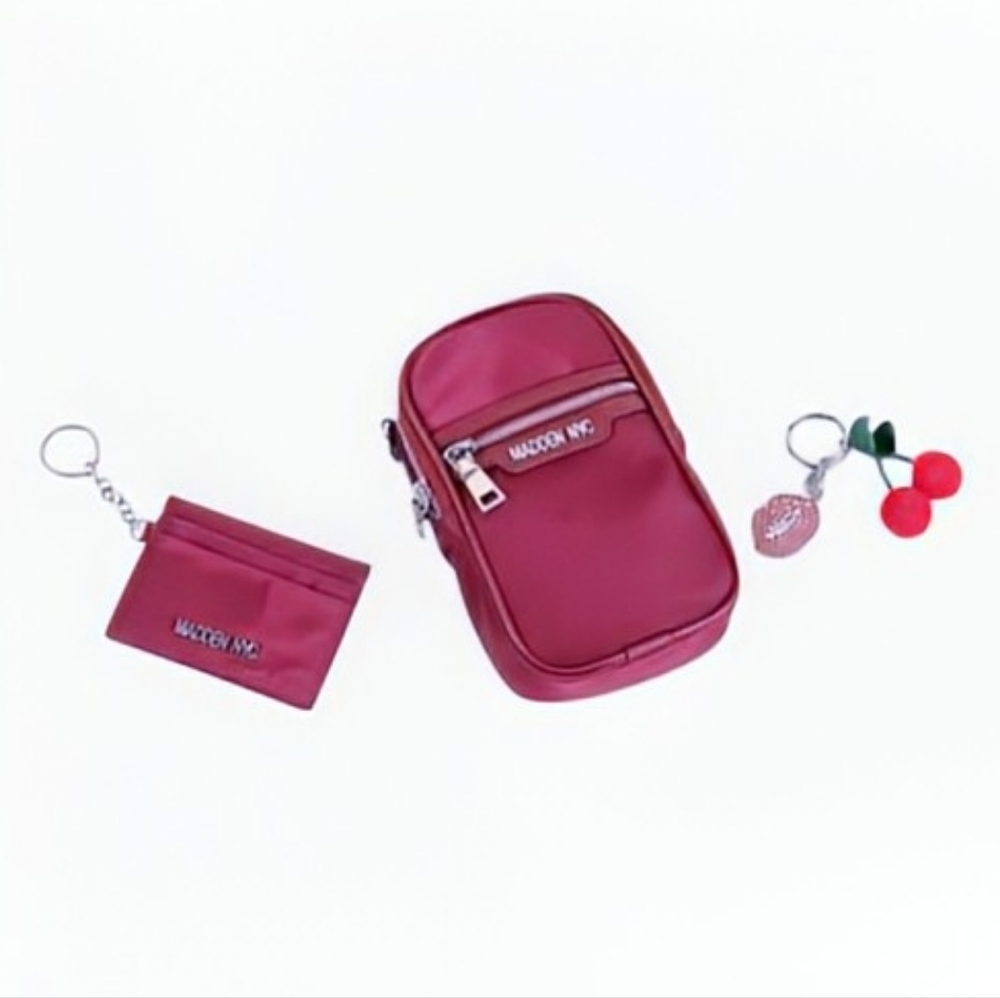 NEW MADDEN NYC 3-Piece Cellphone Crossbody Set - Wine/Burgundy - Picture 2 of 3